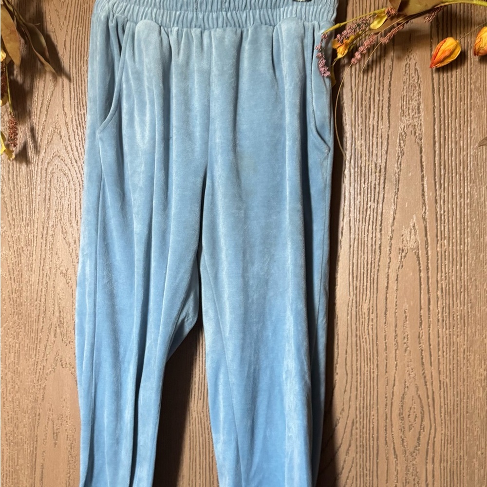 Women's Light Blue Velour Pants